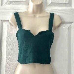 Wide Strap Crop Tank - Hunter Green